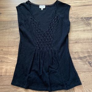 Anthropologie Black V-Neck Tee